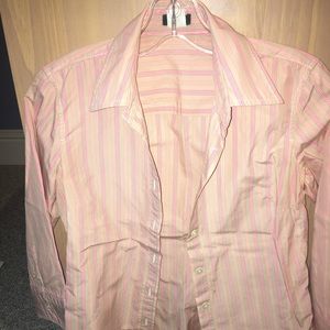 J. Crew striped cotton dress shirt 3/4 sleeve